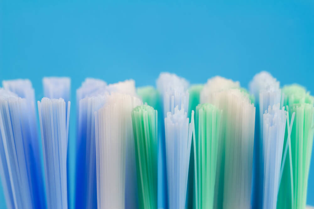 Close-up of toothbrush bristles