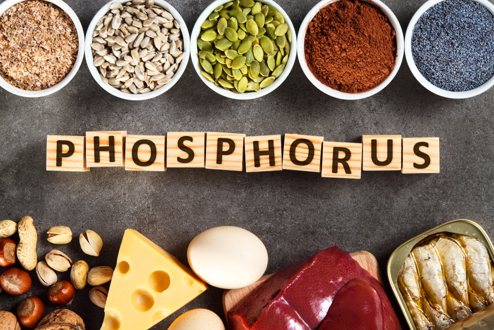 Phosphorus written in block letters surrounded by beans